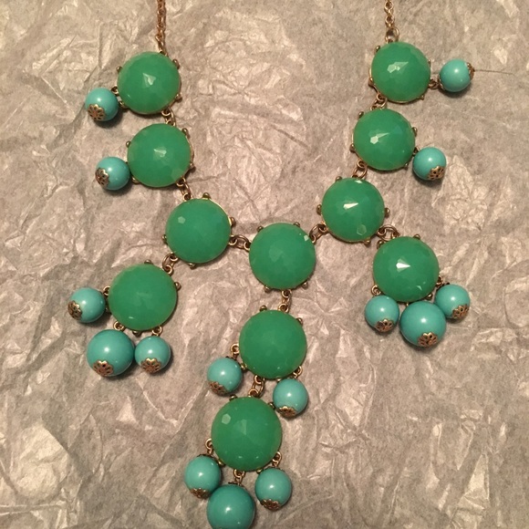 EUC J Crew Teal Blue Bubble Chunky Bib Necklace - Picture 1 of 4